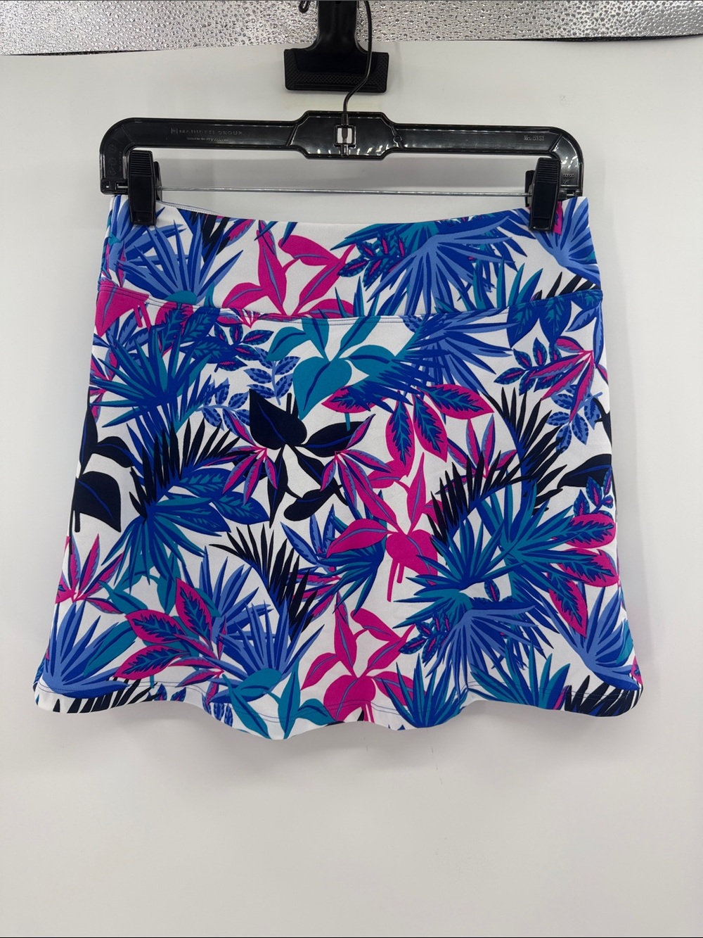 Coolibar Women's Sandbar Swim Skirt - Tropical Palm Blue/Pink - Small